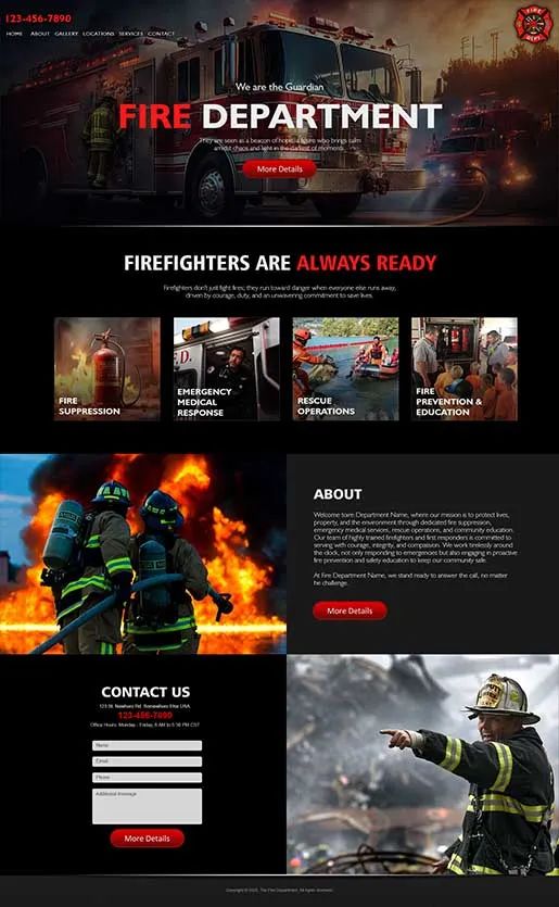 Fire department website designed and built by CloudWatch Solutions